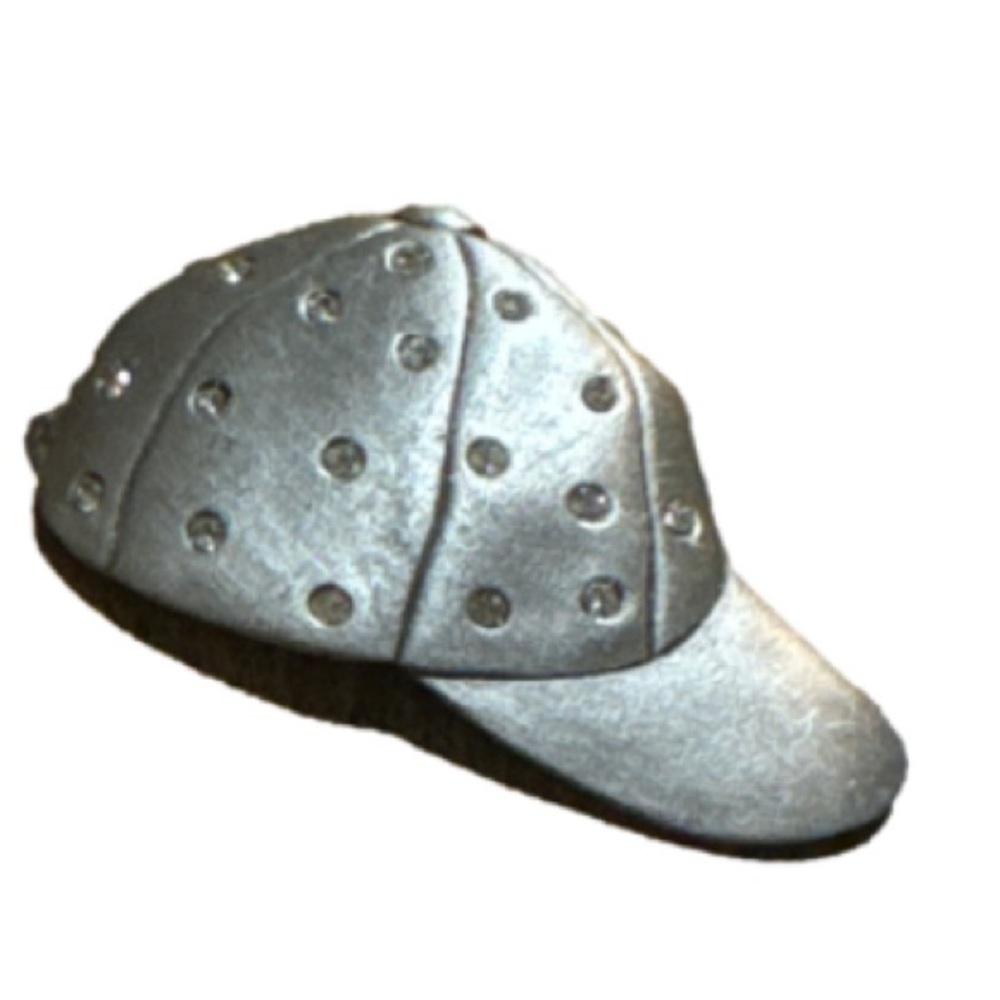 Vintage JJ Brooch Silver Studded ball Cap
